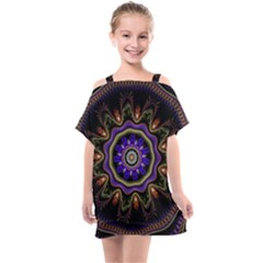 Fractal Vintage Colorful Decorative Kids  One Piece Chiffon Dress