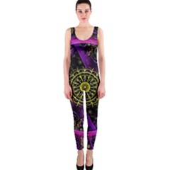 Fractal Neon Rings Geometric One Piece Catsuit by Pakrebo