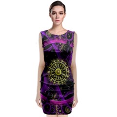 Fractal Neon Rings Geometric Classic Sleeveless Midi Dress by Pakrebo