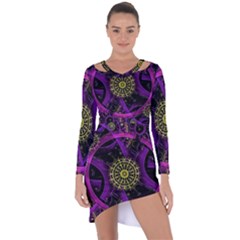 Fractal Neon Rings Geometric Asymmetric Cut-out Shift Dress by Pakrebo