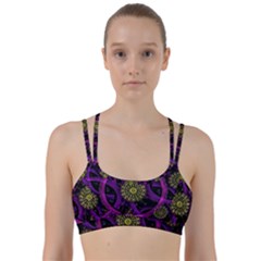 Fractal Neon Rings Geometric Line Them Up Sports Bra by Pakrebo