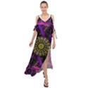 Fractal Neon Rings Geometric Maxi Chiffon Cover Up Dress View1