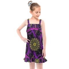 Fractal Neon Rings Geometric Kids  Overall Dress by Pakrebo