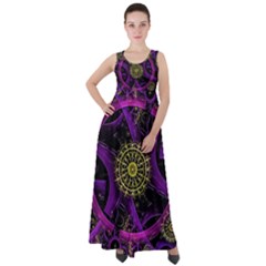 Fractal Neon Rings Geometric Empire Waist Velour Maxi Dress by Pakrebo