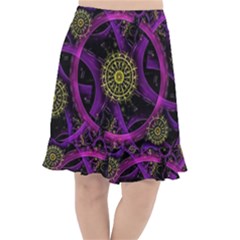 Fractal Neon Rings Geometric Fishtail Chiffon Skirt