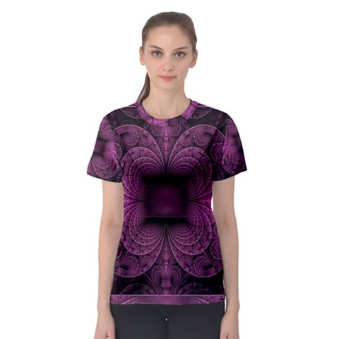 Fractal Magenta Pattern Geometry Women s Sport Mesh Tee by Pakrebo