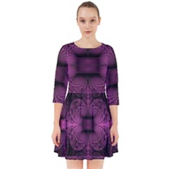 Fractal Magenta Pattern Geometry Smock Dress by Pakrebo