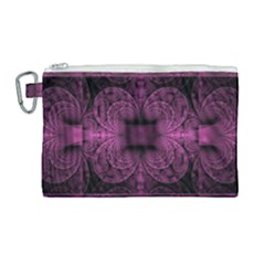 Fractal Magenta Pattern Geometry Canvas Cosmetic Bag (large) by Pakrebo