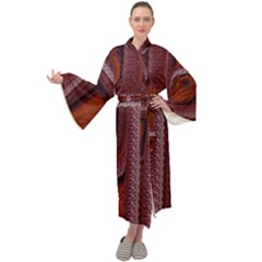 Petals Pattern Design Texture Maxi Tie Front Velour Kimono