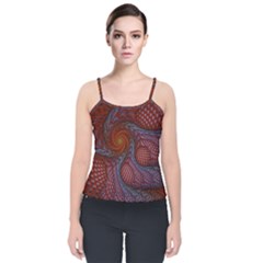 Fractal Red Fractal Art Digital Art Velvet Spaghetti Strap Top by Pakrebo