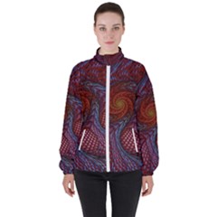 Fractal Red Fractal Art Digital Art Women s High Neck Windbreaker by Pakrebo