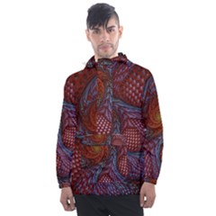 Fractal Red Fractal Art Digital Art Men s Front Pocket Pullover Windbreaker