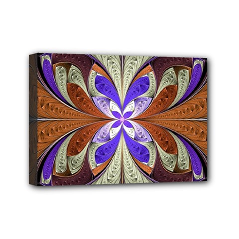 Fractal Splits Silver Gold Mini Canvas 7  X 5  (stretched) by Pakrebo