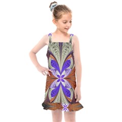 Fractal Splits Silver Gold Kids  Overall Dress by Pakrebo