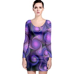 Abstract Pattern Fractal Wallpaper Long Sleeve Bodycon Dress