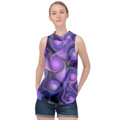 Abstract Pattern Fractal Wallpaper High Neck Satin Top by Pakrebo