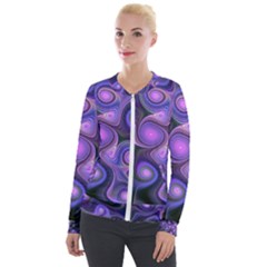 Abstract Pattern Fractal Wallpaper Velour Zip Up Jacket