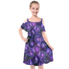 Abstract Pattern Fractal Wallpaper Kids  Cut Out Shoulders Chiffon Dress