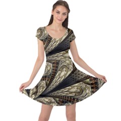 Fractal Abstract Pattern Spiritual Cap Sleeve Dress by Pakrebo