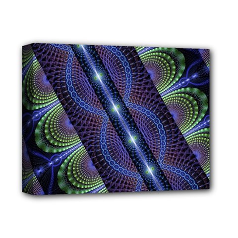 Fractal Blue Lines Colorful Deluxe Canvas 14  X 11  (stretched) by Pakrebo