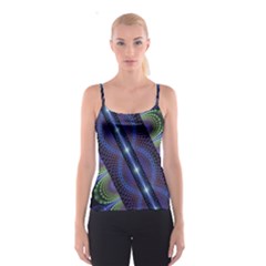 Fractal Blue Lines Colorful Spaghetti Strap Top by Pakrebo