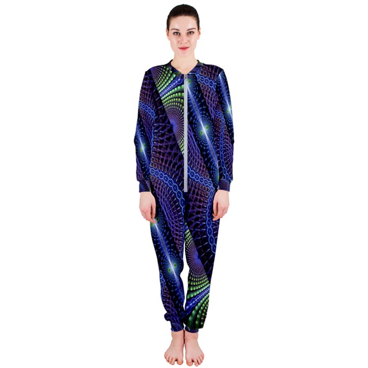 Fractal Blue Lines Colorful OnePiece Jumpsuit (Ladies) 