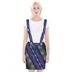 Fractal Blue Lines Colorful Braces Suspender Skirt by Pakrebo