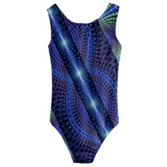 Fractal Blue Lines Colorful Kids  Cut-out Back One Piece Swimsuit by Pakrebo