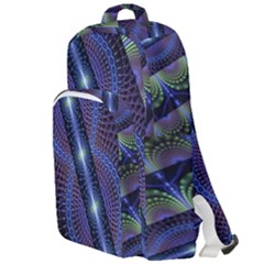 Fractal Blue Lines Colorful Double Compartment Backpack by Pakrebo