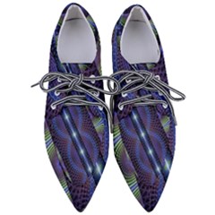 Fractal Blue Lines Colorful Pointed Oxford Shoes