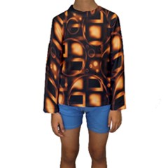 Bubbles Background Abstract Brown Kids  Long Sleeve Swimwear by Pakrebo