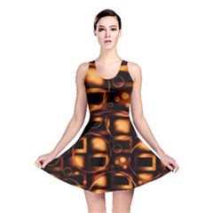 Bubbles Background Abstract Brown Reversible Skater Dress