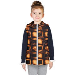 Bubbles Background Abstract Brown Kids  Hooded Puffer Vest by Pakrebo