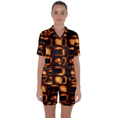 Bubbles Background Abstract Brown Satin Short Sleeve Pyjamas Set by Pakrebo