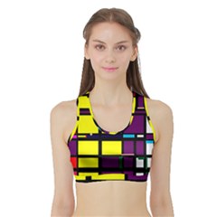 Design Pattern Colors Colorful Sports Bra With Border by Pakrebo