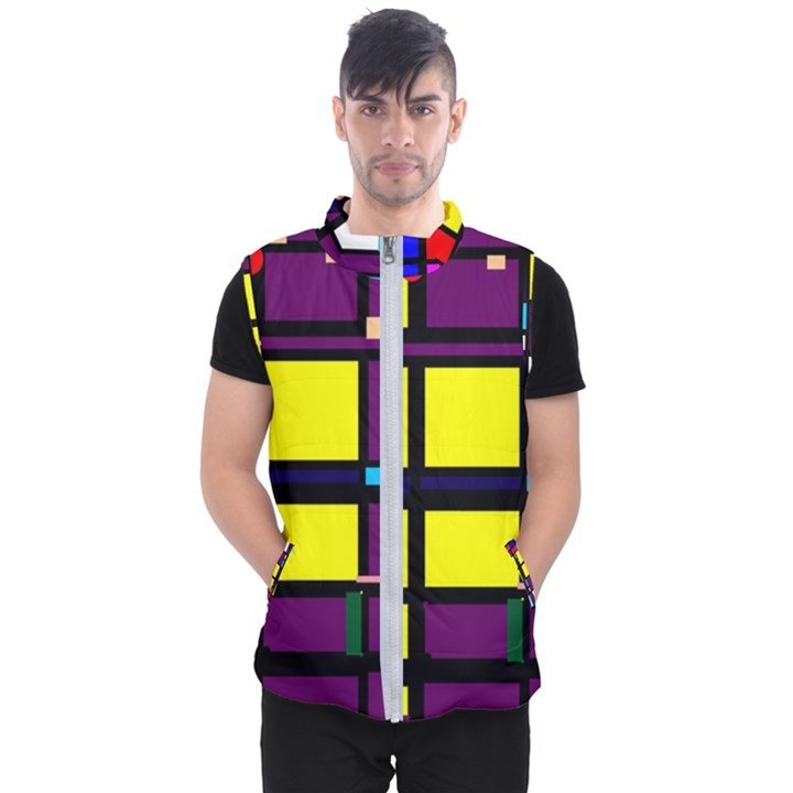 Design Pattern Colors Colorful Men s Puffer Vest