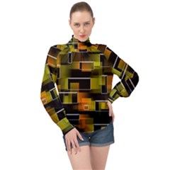 Pattern Wallpaper Background High Neck Long Sleeve Chiffon Top