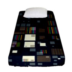 Blocks Pattern Rainbow Texture Fitted Sheet (single Size) by Pakrebo