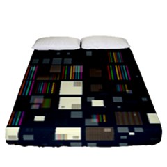 Blocks Pattern Rainbow Texture Fitted Sheet (queen Size) by Pakrebo