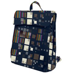 Blocks Pattern Rainbow Texture Flap Top Backpack