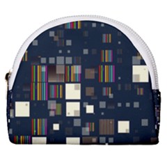 Blocks Pattern Rainbow Texture Horseshoe Style Canvas Pouch by Pakrebo