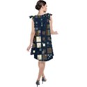 Blocks Pattern Rainbow Texture Tie Up Tunic Dress View2