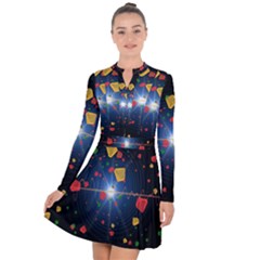 Technology Background Pattern Long Sleeve Panel Dress by Pakrebo