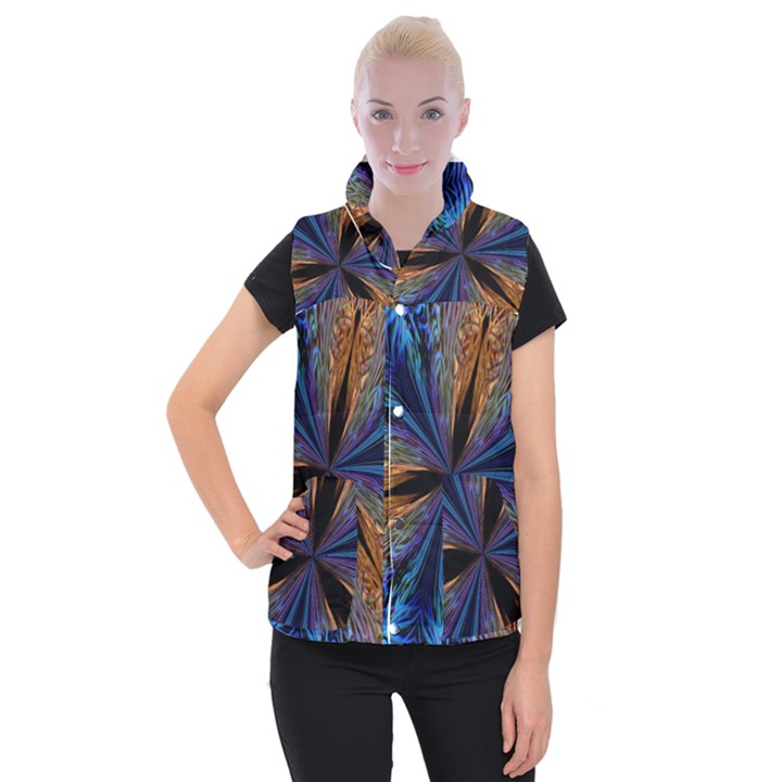 Abstract Background Kaleidoscope Women s Button Up Vest