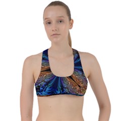 Abstract Background Kaleidoscope Criss Cross Racerback Sports Bra by Pakrebo