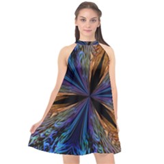 Abstract Background Kaleidoscope Halter Neckline Chiffon Dress  by Pakrebo