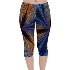 Abstract Background Kaleidoscope Velvet Capri Leggings 