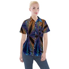 Abstract Background Kaleidoscope Women s Short Sleeve Pocket Shirt