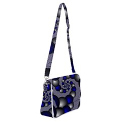 Balls Circles Fractal Silver Blue Shoulder Bag With Back Zipper