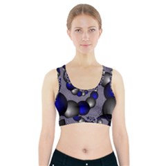 Balls Circles Fractal Silver Blue Sports Bra With Pocket by Pakrebo